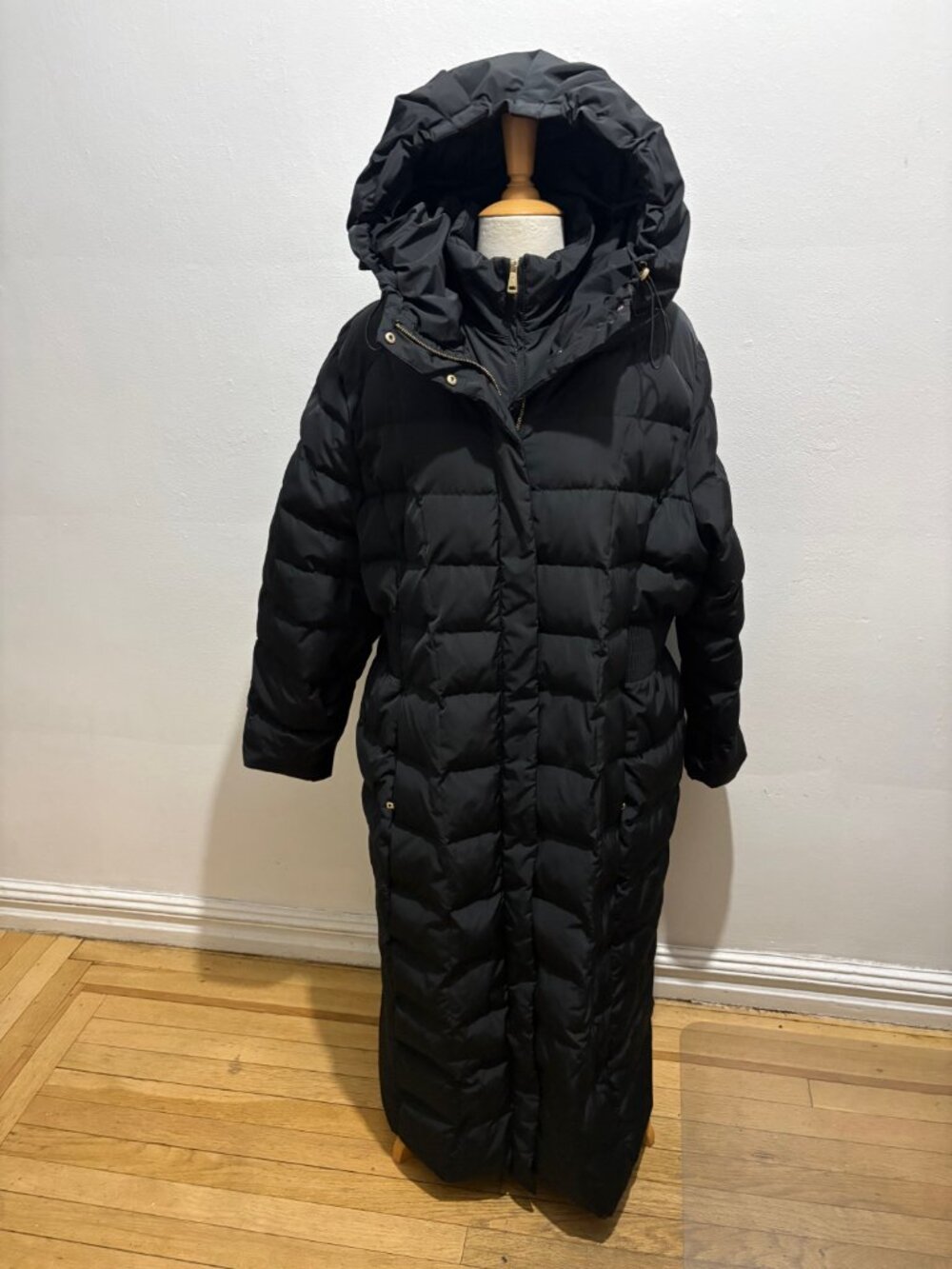 Cole Haan Signature Black Hooded Down Maxi Puffer Coat - Picture 5 of 14